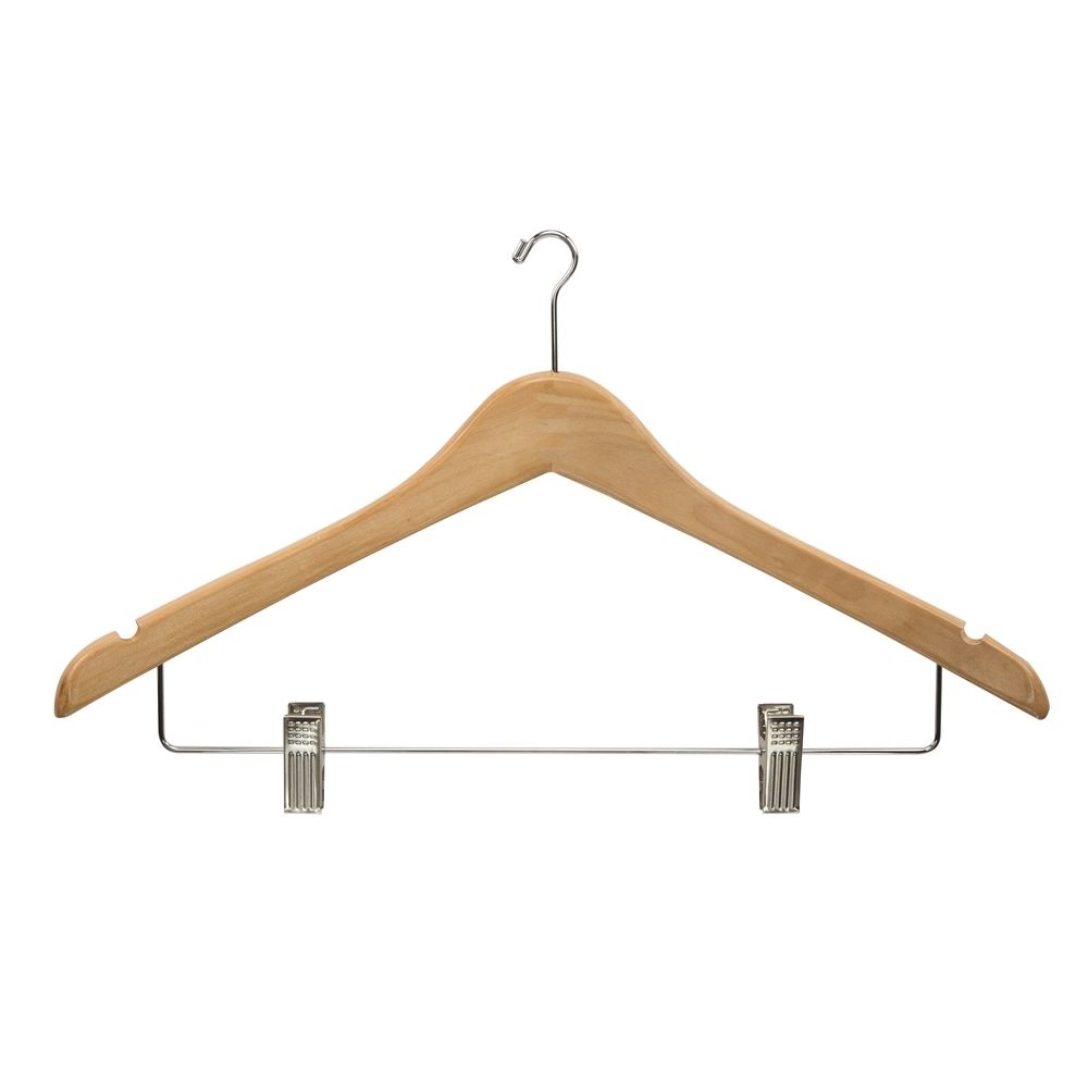 Women's Hanger, Mini Hook Contour with Clips, Natural with Nickel Hook & Clips